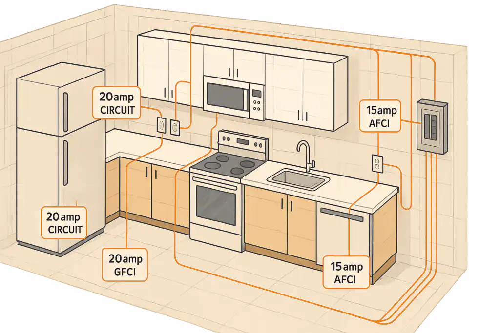 Electrical wiring diagram showing residential branch circuit layout in Durham Region home